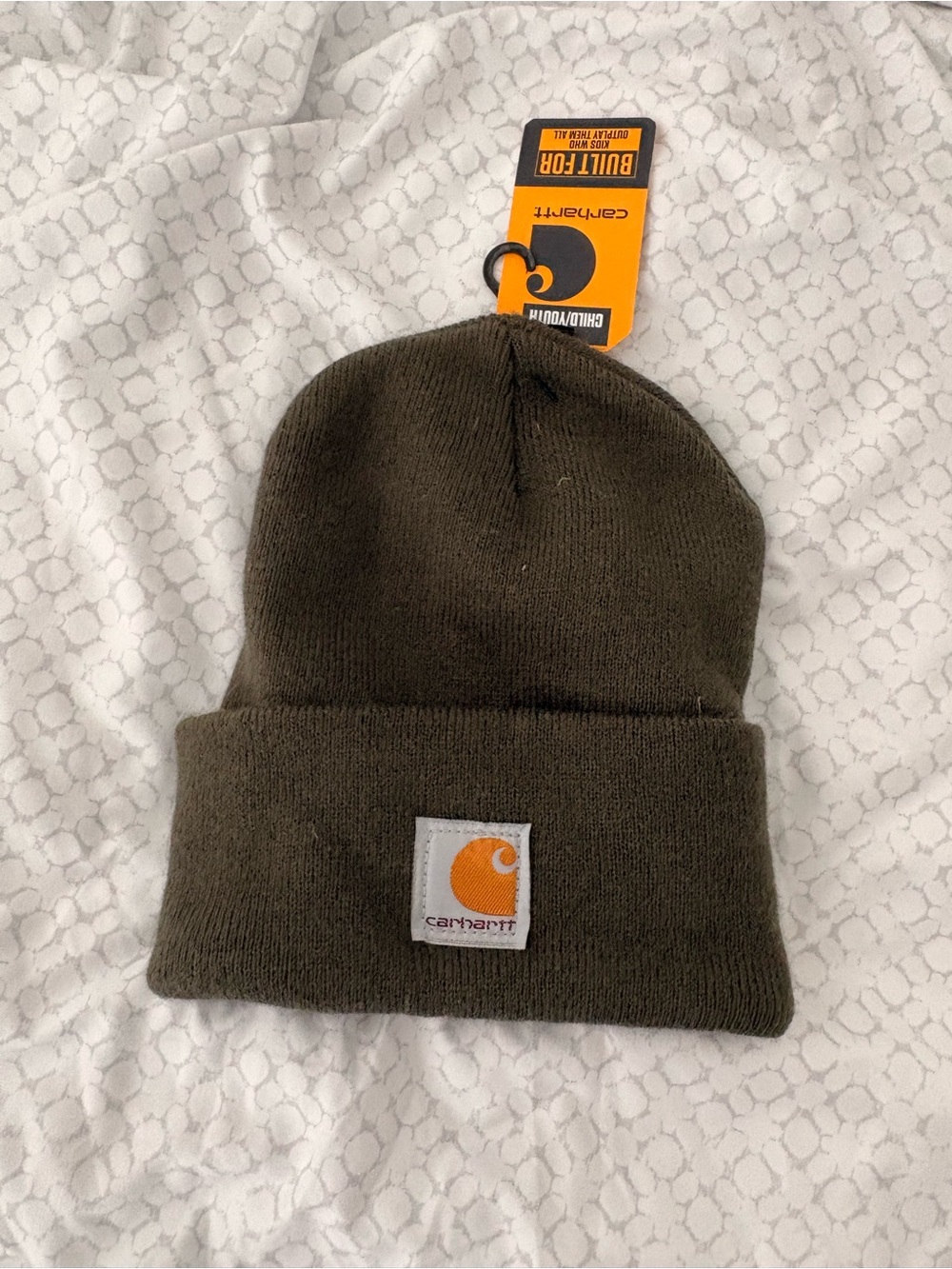 Carhartt Kids Olive Green Knit Cuffed Beanie